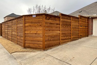 Pre- Stained Horizontal Cedar Fence in Plano, TX