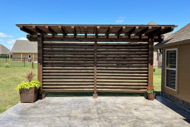 Detached Cedar Awning with Privacy Wall in Irving, TX