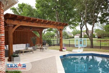 Attached Pergola with Privacy Wall and Polygal in McKinney, TX
