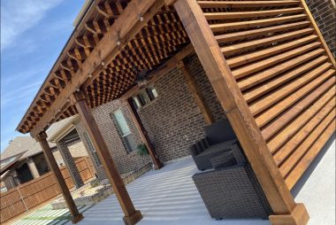Pergola with Cedar Privacy Wall in Carrollton, TX