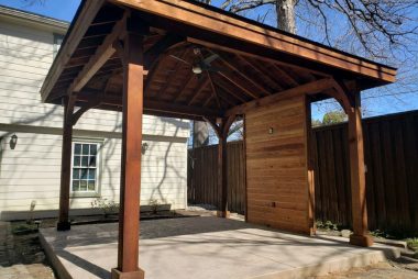 Detached Gable Patio Cover With Privacy Wall in Frisco, TX
