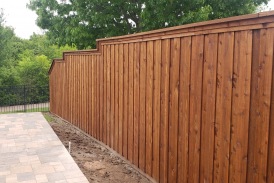 Step and Level Board-on-Board Cedar Wood Privacy Fence