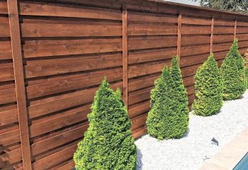 Pre-Stained Board on Board Horizontal Wood Cedar Fence with Top Cap