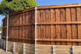 Western Red Cedar Privacy Fence with Pine Retaining Wall