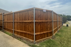 Pre-Stained 7 Foot Side-by-Side Cedar Wooden Fence with Steel Posts
