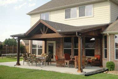Shed With Pitched Patio Cover in Prosper, TX