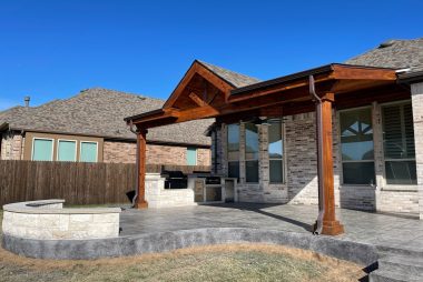 Shed With Gable Patio Cover and Outdoor Kitchen in  Parker, TX