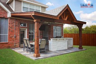 Shed With Pitched Roof Patio Cover in Allen, TX