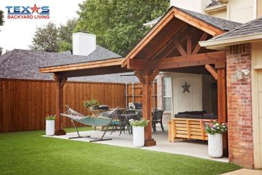Shed With Gable Patio Cover in Plano, TX