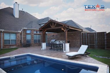 Gable Patio Cover with Stone Columns in Frisco, TX