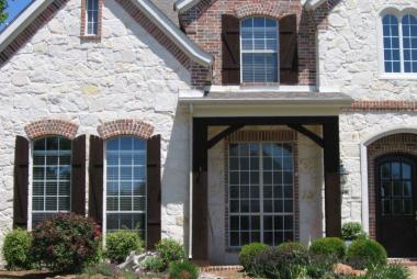Dark Walnut Shutters - Columns in Allen, TX