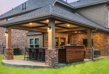 Hip Patio Cover with Brick Columns in Celina, TX