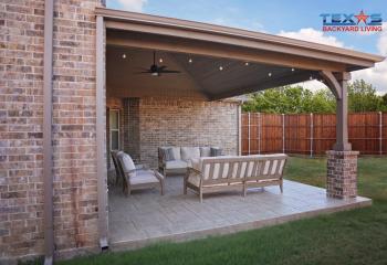 Hip Patio Cover with Brick Columns in McKinney, TX