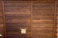 Horizontal Cedar Fence with Dog Window in Plano, TX