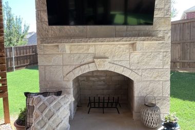Austin Stone Outdoor Fireplace in Celina, TX