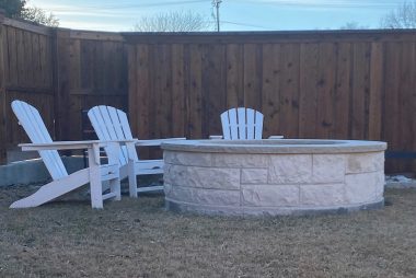 Cream Lueder Outdoor Fireplace in Allen, TX