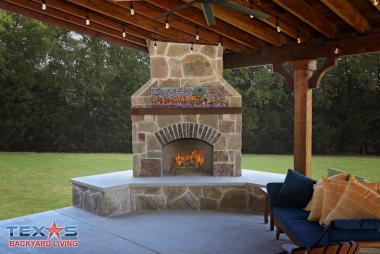Olahomas Stone Outdoor Fireplace in Allen, TX