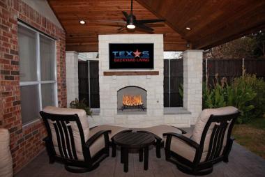 Austin Stone Outdoor Fireplace in Plano, TX