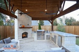 Austin Stone Outdoor Kitchen and Fireplace in Plano, TX