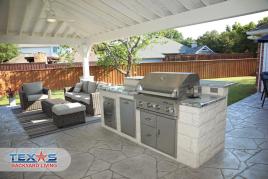 Austin Stone Outdoor Kitchen with Granite Countertops in Plano, TX