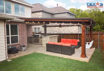 Flat Patio Cover and Outdoor Kitchen In Frisco, TX
