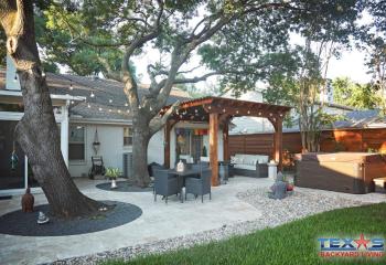 Pergola with Travertine Patio in Carrollton, TX