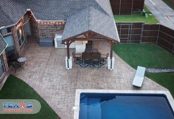 Gable Patio Cover on Stamp and Stain Concrete in McKinney, TX