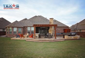 Pergola with Flagstone Patio in Richardson, TX