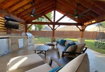 Pitched Patio Cover with Privacy Wall in Lewisville, TX