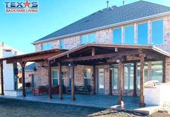Pergola and Gable Patio Cover  on Stamp and Stain Patio in Celina, TX
