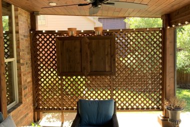 Lattice Privacy Wall with Cedar TV Cabinet in Richardson, TX