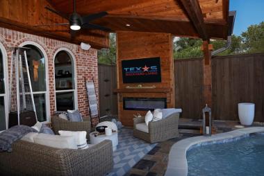 TV Wall with Built in Fireplace in Plano, TX