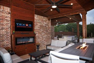 TV Wall with Built in Fireplace in Allen, TX