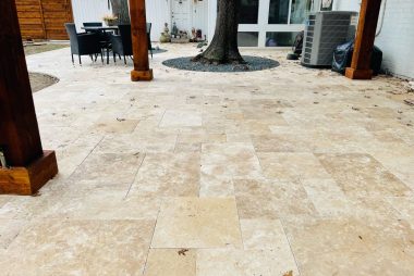 Light Walnut Travertine Pavers in Fort Worth, TX