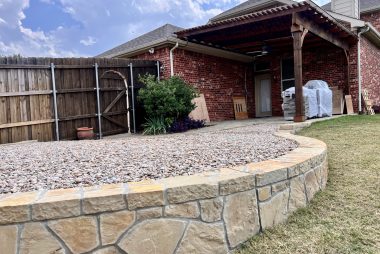 Pebbles and Stone Retaining Wall in Flower Mound, TX