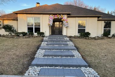 Stamped Concrete Pavers with Mexican Beach Pebbles in Parker, TX