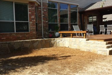 Stone Retaining Wall and Deck in Dallas, TX
