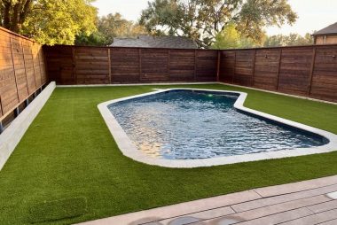 Synthetic Grass Yard with Pool in Carrollton, TX