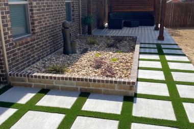 Synthetic Grass with Pavers in Allen, TX