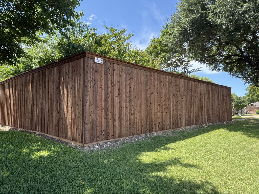 Pre-stained Western Red Cedar board-on-board fence